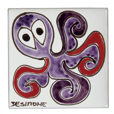Decorative Tile Octopus Folk TZT685FK-03 De Simone Pottery Decorative Tile Octopus Folk TZT685FK-03 De Simone Pottery